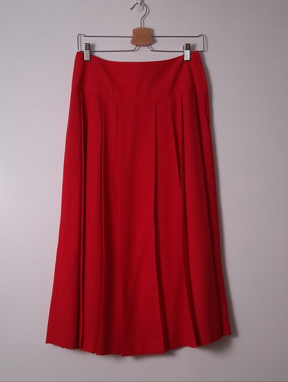 Vintage Pleated Skirt Red Wool